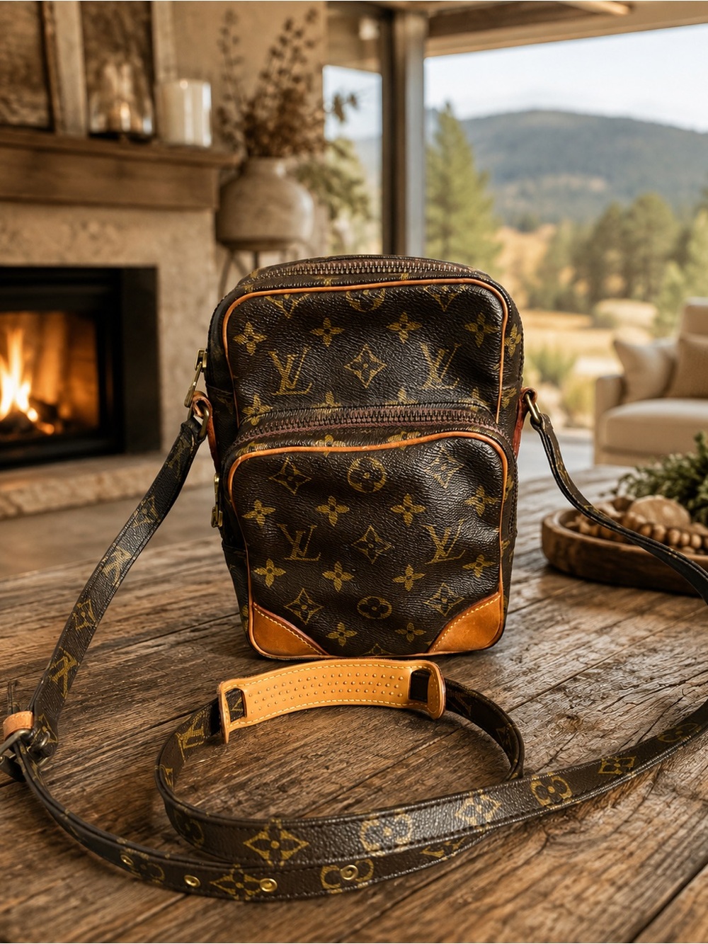 Louis Vuitton Amazone Monogram Canvas Brown & Tan Messenger Crossbody